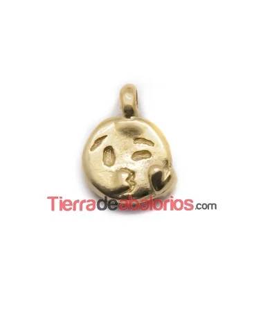 Colgante Emoticono Beso de Amor 16x13mm Dorado