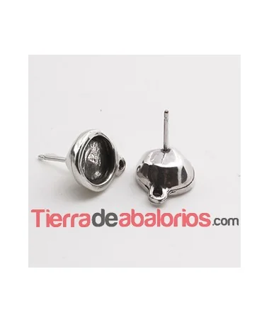 Pendiente 12mm para Cabujon 8mm, Plateado