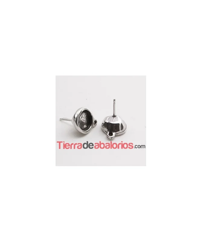 Pendiente 12mm para Cabujon 8mm, Plateado