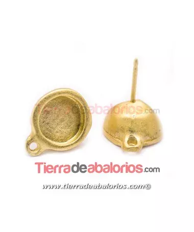 Pendiente 12mm para Cabujón 8mm, Dorado Matizado Pendiente 12mm para Cabujón 8mm, Dorado Matizado
