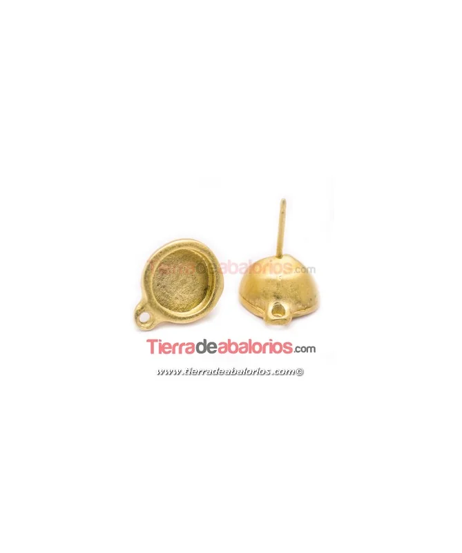 Pendiente 12mm para Cabujón 8mm, Dorado Matizado