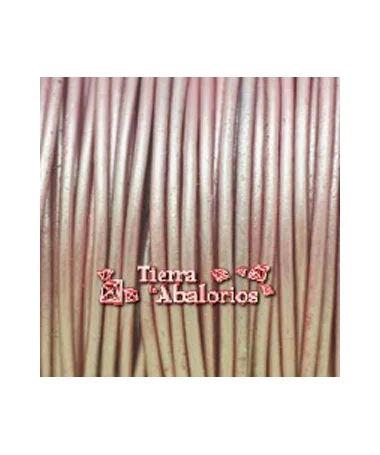 Cordón de Cuero Indú 1,5mm Rosa Claro Metalizado