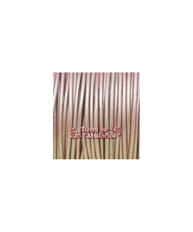 Cordón de Cuero Indú 1,5mm Rosa Claro Metalizado