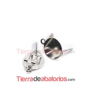 Pendiente Omega Base Plana 14mm, Plateado Pendiente Omega Base Plana 14mm, Plateado