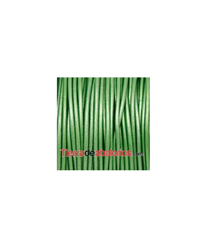 Cordón de Cuero Indú 1,5mm Verde Metalizado