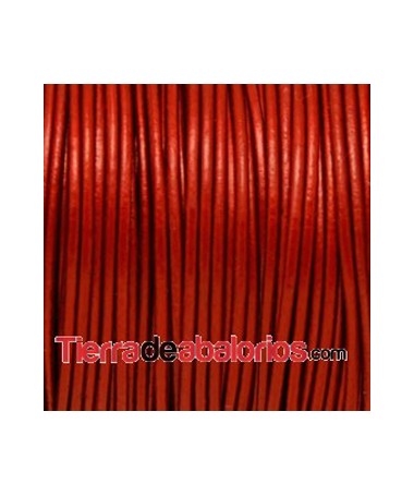 Cordón de Cuero Indú 1,5mm Rojo Metalizado