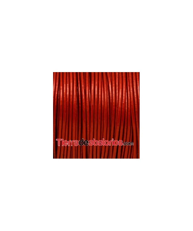 Cordón de Cuero Indú 1,5mm Rojo Metalizado
