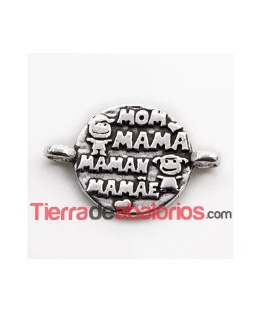 Conector Mamá Redondo con Anillas 35x23mm, Plateado Conector Mamá Redondo con Anillas 35x23mm, Plateado