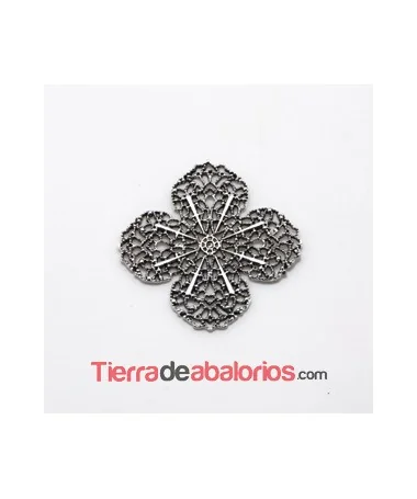 Filigrana Trebol 4 Hojas 47mm, Plata Vieja