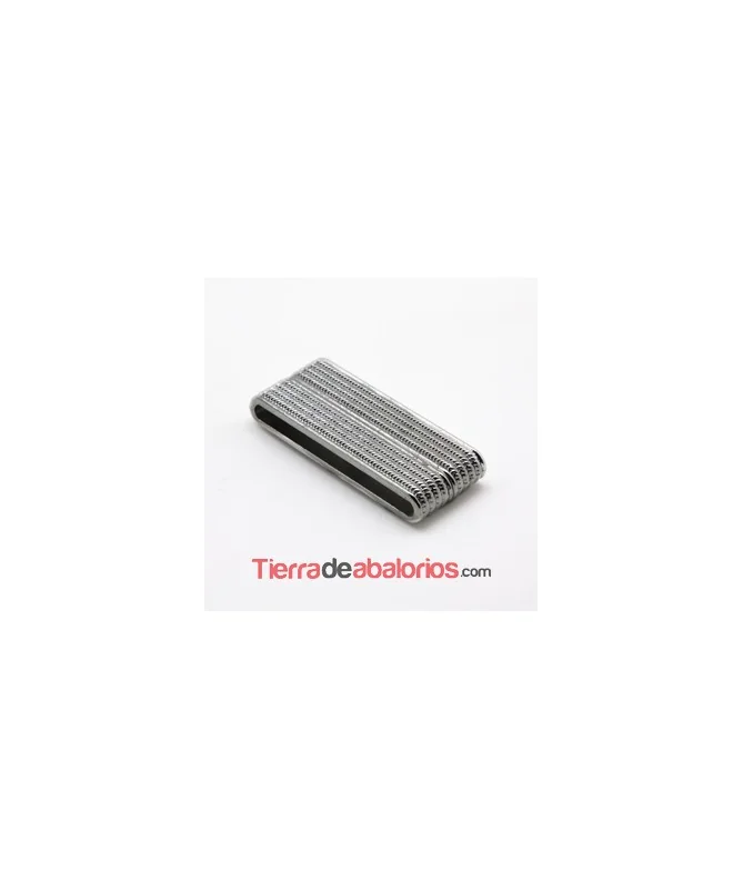 Cierre Ancho con Ribetes 48x20mm Agujero 44x3,5mm, Plateado Cierre Ancho con Ribetes 48x20mm Agujero 44x3,5mm, Plateado