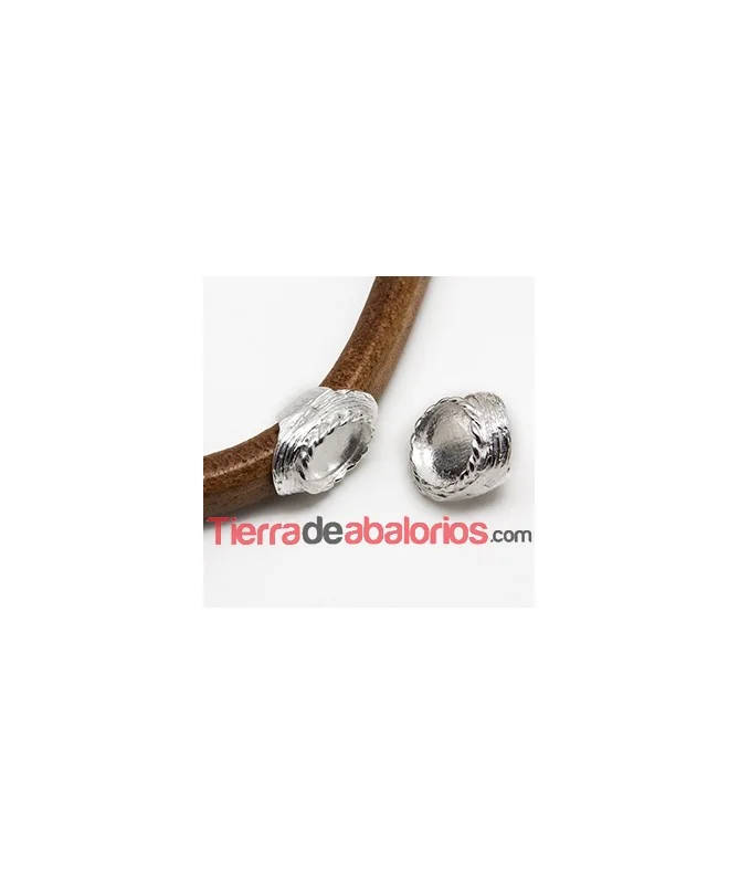 Entrepieza Regaliz 20x14mm para Cabujón de 12mm, Agujero 10x7mm Plateada | Tierra de Abalorios