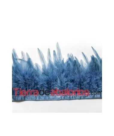 Pluma de Gallo Tintada Tamaño Variado 5 a 12cm Azul Jean