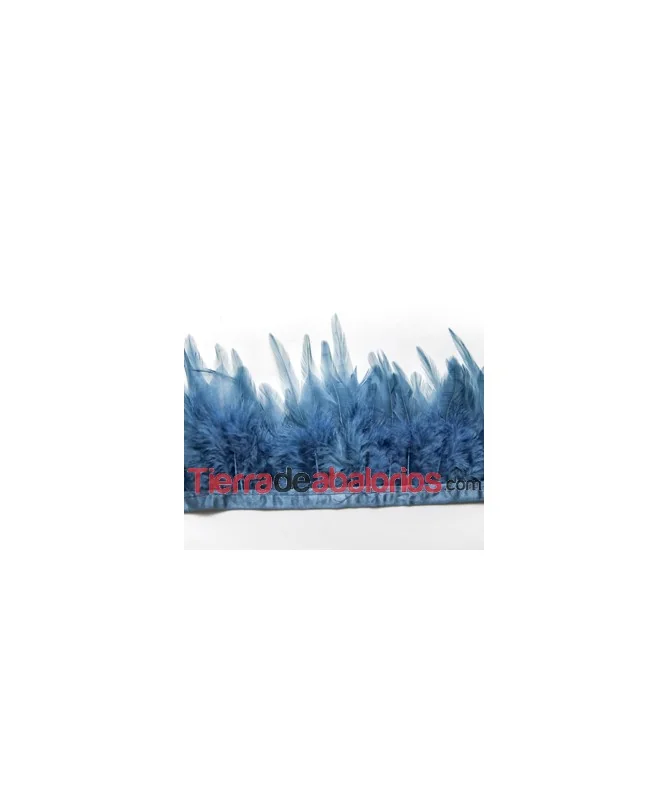Pluma de Gallo Tintada Tamaño Variado 5 a 12cm Azul Jean