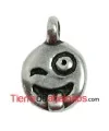 Colgante Emoticono Lengua y Guiño 16x11mm, Plateado