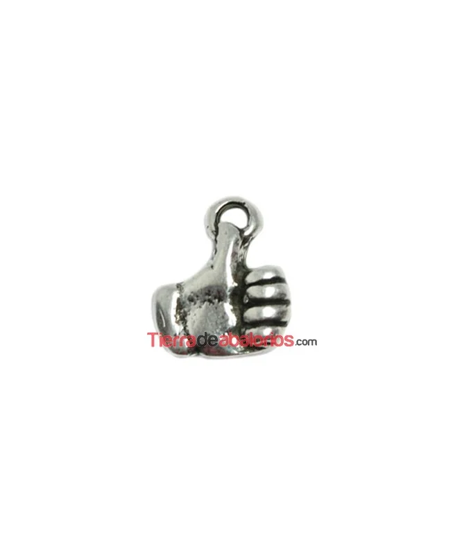 Colgante Emoticono Me Gusta 13x16mm, Plateado