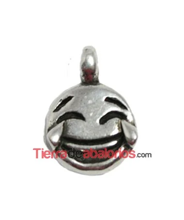 Colgante Emoticono Llorando de Risa 16x11mm, Plateado Colgante Emoticono Llorando de Risa 16x11mm, Plateado