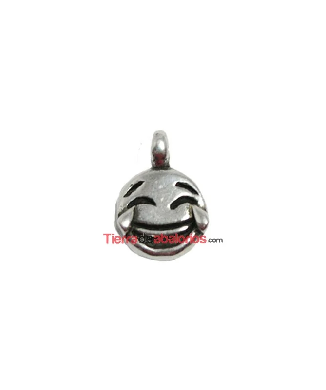Colgante Emoticono Llorando de Risa 16x11mm, Plateado