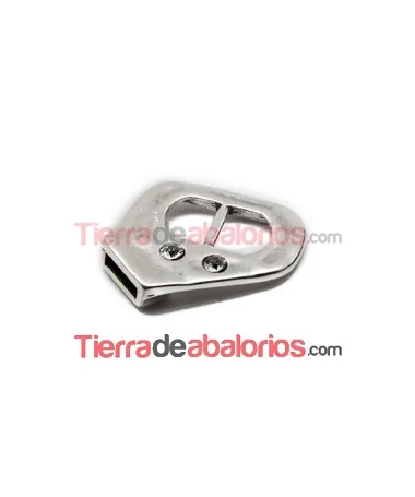Cierre Terminal 32x28mm Agujero 10x3mm con Cristal, Plateado