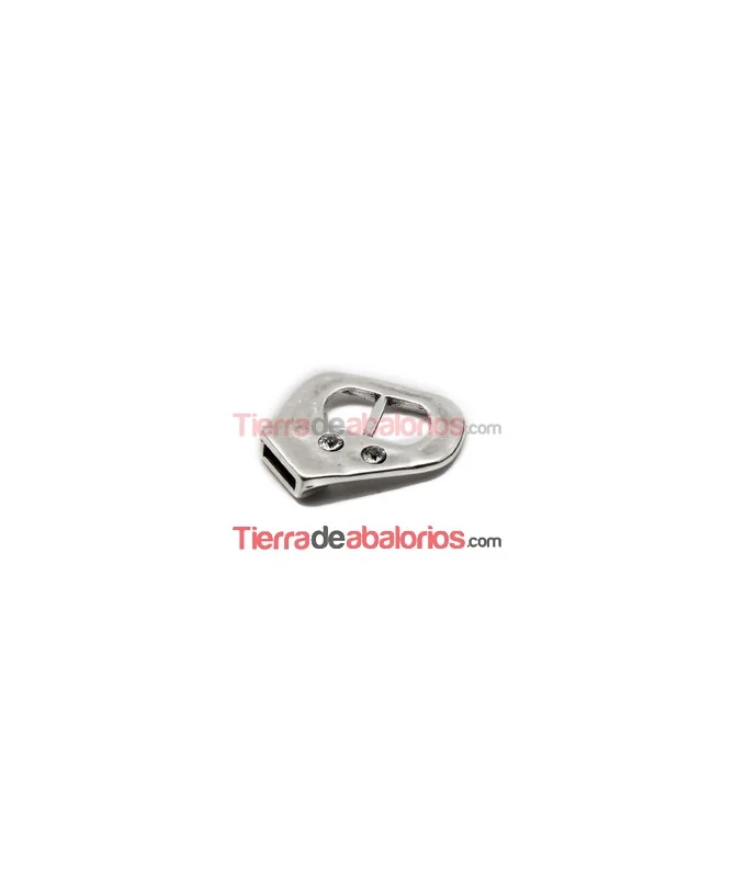 Cierre Terminal 32x28mm Agujero 10x3mm con Cristal, Plateado