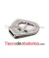 Cierre Terminal 32x28mm Agujero 10x3mm con Cristal, Plateado