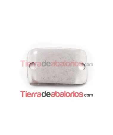 Entrepieza Curvada 38x24mm Rectangular Lisa, Plateada