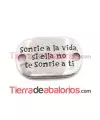Entrepieza Curvada 38x24mm Sonrie a la Vida, Plateada