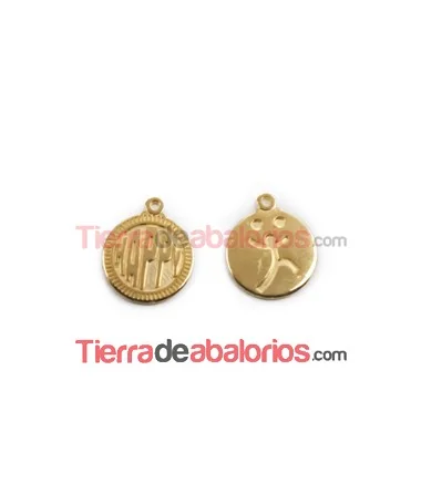 Medalla 15mm Happy, Dorada Medalla 15mm Happy, Dorada