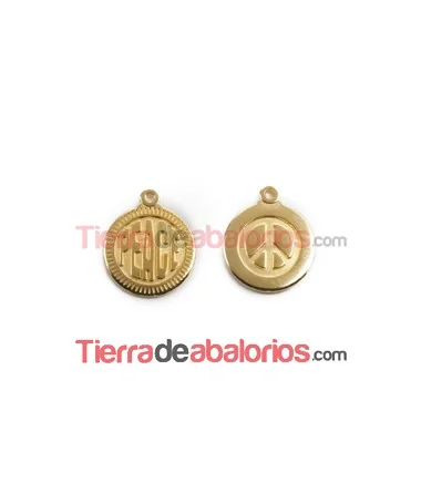 Medalla 15mm Peace, Dorada Medalla 15mm Peace, Dorada