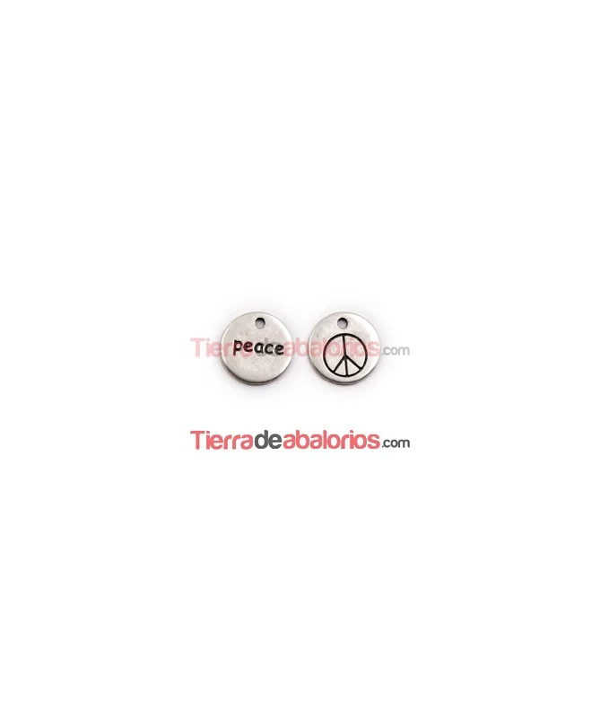 Medalla 14mm Peace, Plateada