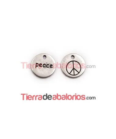 Medalla 14mm Peace, Plateada Medalla 14mm Peace, Plateada