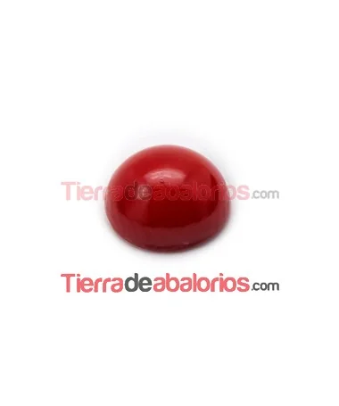 Cabujón de Cristal 11mm, Rojo Coral Cabujón de Cristal 11mm, Rojo Coral