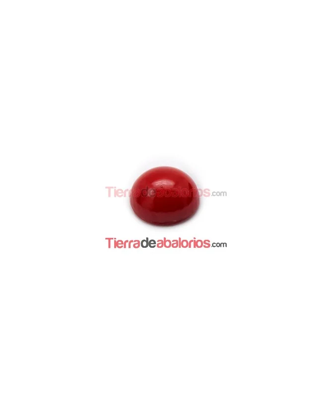 Cabujón de Cristal 11mm, Rojo Coral
