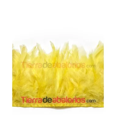 Fleco de Pluma de Pavo 10/12cm aprox. Amarilla 1mt.