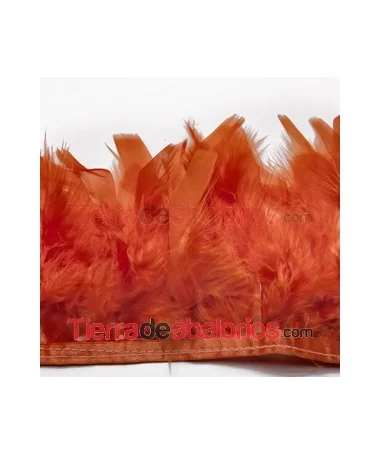 Fleco de Pluma de Pavo 10/12cm Aprox. Naranja 1mt.