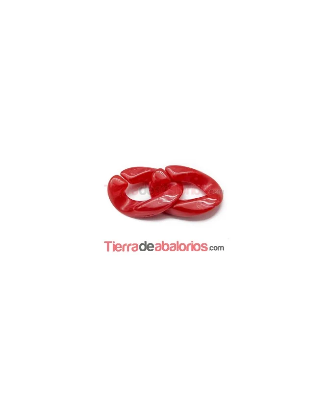 Eslabón Acrílico 28x20mm Rojo Efecto Piedra