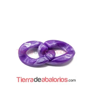 Eslabón Acrílico 28x20mm Morado Efecto Piedra