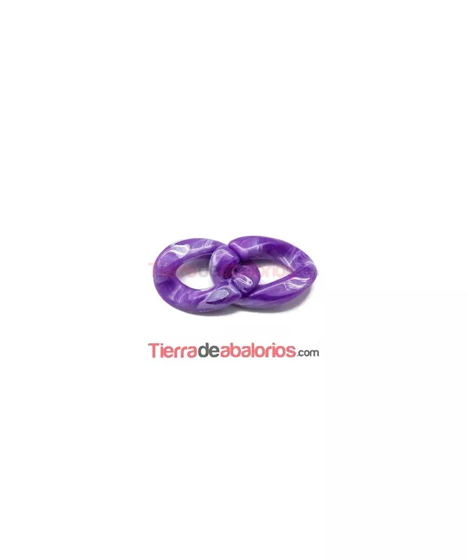 Eslabón Acrílico 28x20mm Morado Efecto Piedra