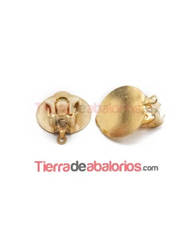 Pendiente Clip Base Disco Plano de 15mm con Anilla, Dorado