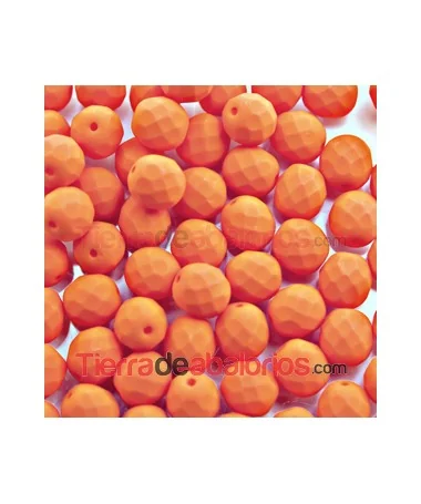 Facetada 8mm Orange Neón Mate