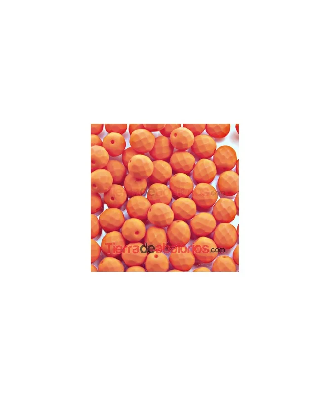 Facetada 8mm Orange Neón Mate Facetada 8mm Orange Neón Mate