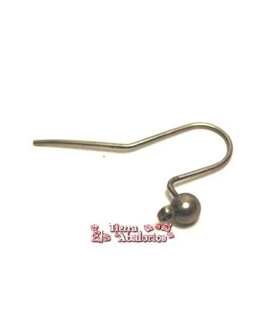 Pendiente Hippy con Bola y Anilla, Plata Vieja