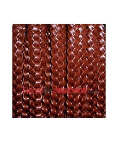 Cuero Trenzado Plano Sintético 8mm Marrón Cuero Trenzado Plano Sintético 8mm Marrón