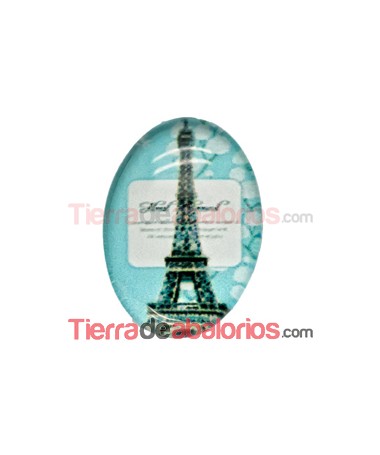 Cabujón Cristal 18x13mm Torre Eiffel Celeste
