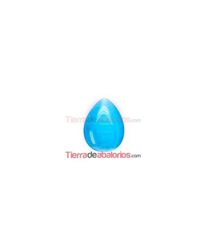 Ojo de Gato Gota Cabujón 18x13mm Turquesa