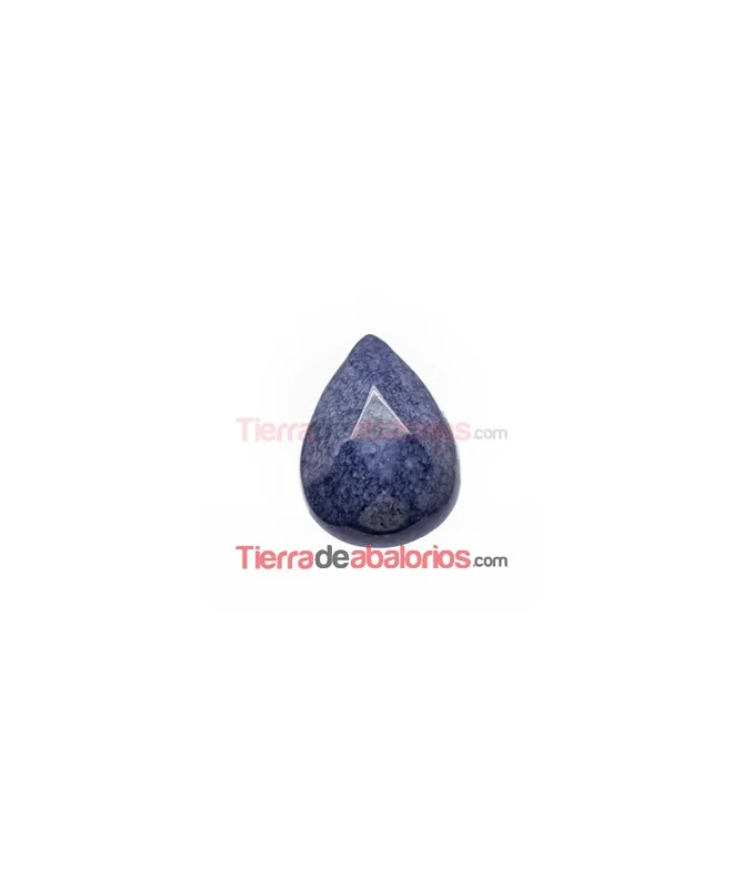 Agata Gota Facetada Cabujón 18x13mm Azul Piedra