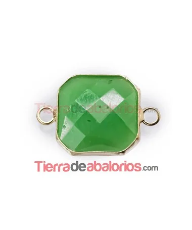 Conector Cristal Facetado 17mm Verde, Dorado Conector Cristal Facetado 17mm Verde, Dorado