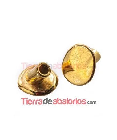 Cierre Botón 16x14mm Agujero 4mm, Dorado