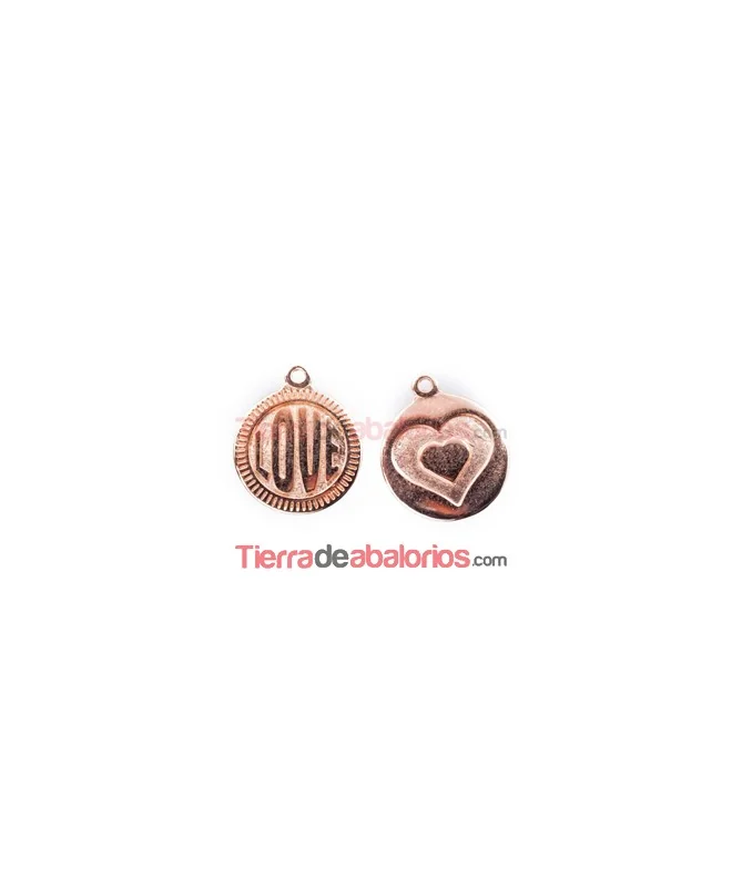 Medalla 15mm Love, Oro Rosa