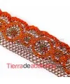 Puntilla 50mm Naranja y Oro, Brillos Naranja (20cm)