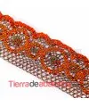 Puntilla 50mm Naranja y Oro, Brillos Naranja (20cm)